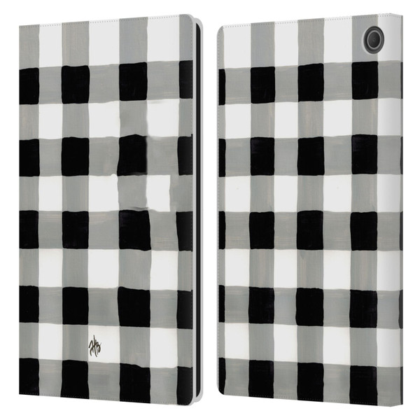 Haley Bush Pattern Painting Buffalo Check Black Leather Book Wallet Case Cover For Amazon Fire Max 11 2023