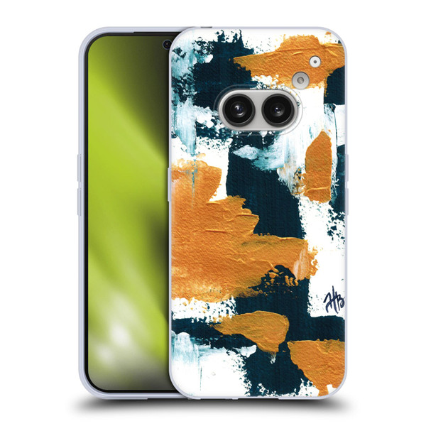 Haley Bush Pattern Painting Abstract Navy Gold White Soft Gel Case for Nothing Phone (2a)