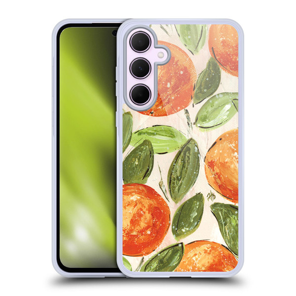 Haley Bush Pattern Painting Orange Splash Soft Gel Case for Samsung Galaxy A35 5G