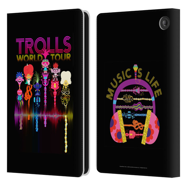 Trolls World Tour Key Art Artwork Leather Book Wallet Case Cover For Amazon Fire 7 2022