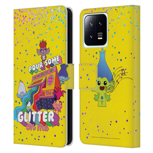 Trolls World Tour Key Art Glitter Print Leather Book Wallet Case Cover For Xiaomi 13 5G