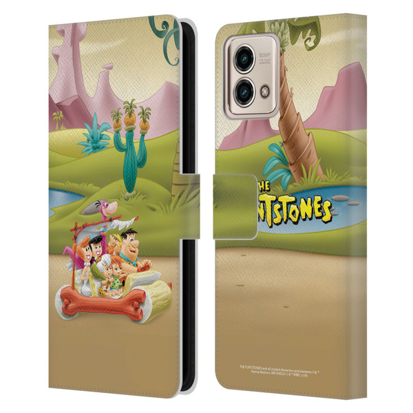 The Flintstones Characters Stone Car Leather Book Wallet Case Cover For Motorola Moto G Stylus 5G 2023