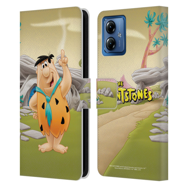 The Flintstones Characters Fred Flintstones Leather Book Wallet Case Cover For Motorola Moto G14