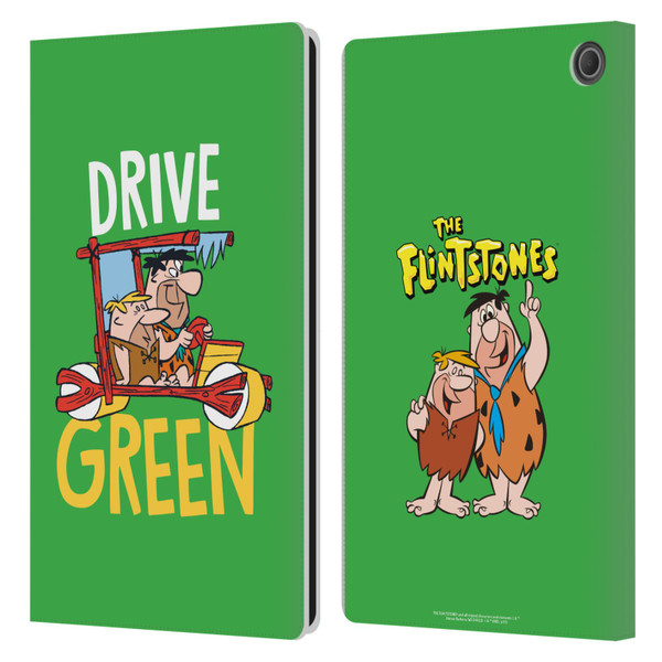 The Flintstones Graphics Drive Green Leather Book Wallet Case Cover For Amazon Fire Max 11 2023