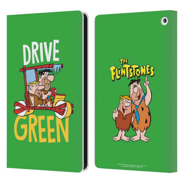 The Flintstones Graphics Drive Green Leather Book Wallet Case Cover For Amazon Fire HD 8/Fire HD 8 Plus 2020