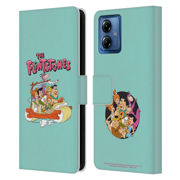 The Flintstones Graphics Family Leather Book Wallet Case Cover For Motorola Moto G14