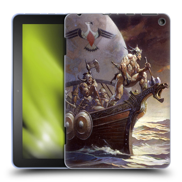 Frank Frazetta Medieval Fantasy Kane on Golden Sea Soft Gel Case for Amazon Fire HD 8/Fire HD 8 Plus 2020