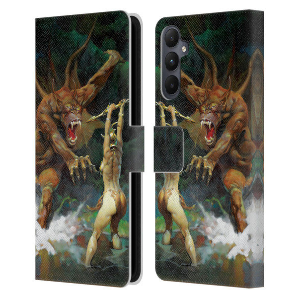 Frank Frazetta Medieval Fantasy Girl and the Beast Leather Book Wallet Case Cover For Samsung Galaxy A05s
