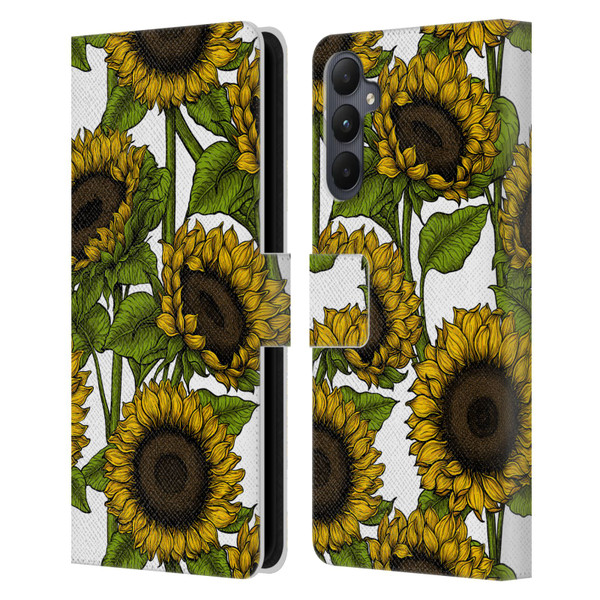 Katerina Kirilova Floral Patterns Sunflowers Leather Book Wallet Case Cover For Samsung Galaxy A05s