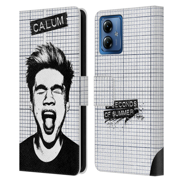 5 Seconds of Summer Solos Grained Calum Leather Book Wallet Case Cover For Motorola Moto G14