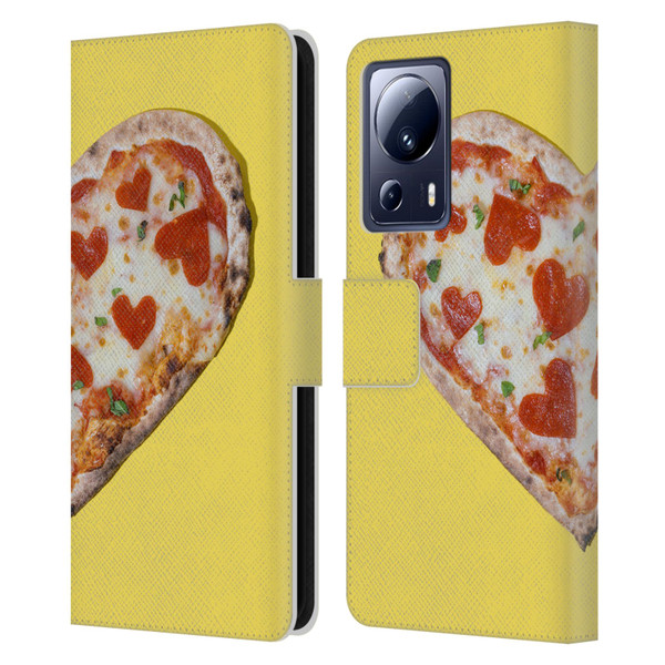 Pepino De Mar Foods Heart Pizza Leather Book Wallet Case Cover For Xiaomi 13 Lite 5G