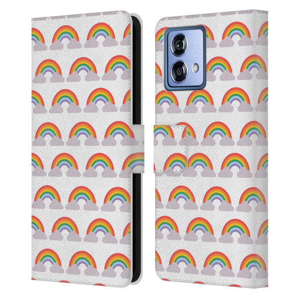 Pepino De Mar Rainbow Pattern Leather Book Wallet Case Cover For Motorola Moto G84 5G