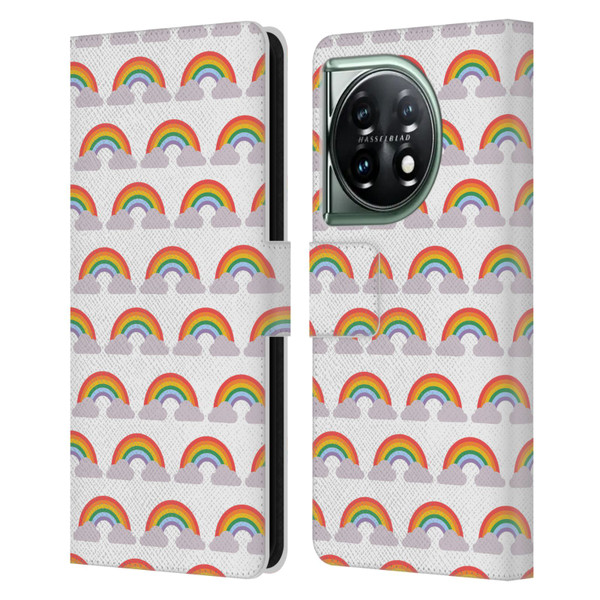 Pepino De Mar Rainbow Pattern Leather Book Wallet Case Cover For OnePlus 11 5G