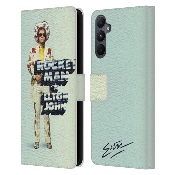 Elton John Artwork Rocket Man Single Leather Book Wallet Case Cover For Samsung Galaxy A05s