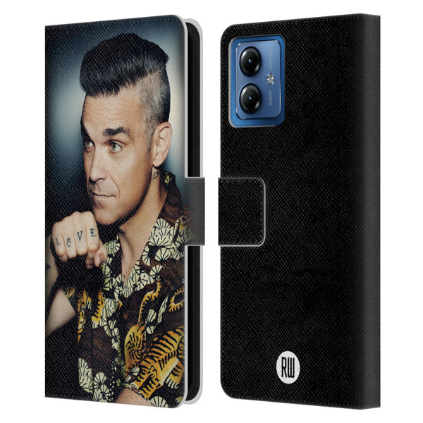 Robbie Williams Calendar Love Tattoo Leather Book Wallet Case Cover For Motorola Moto G14
