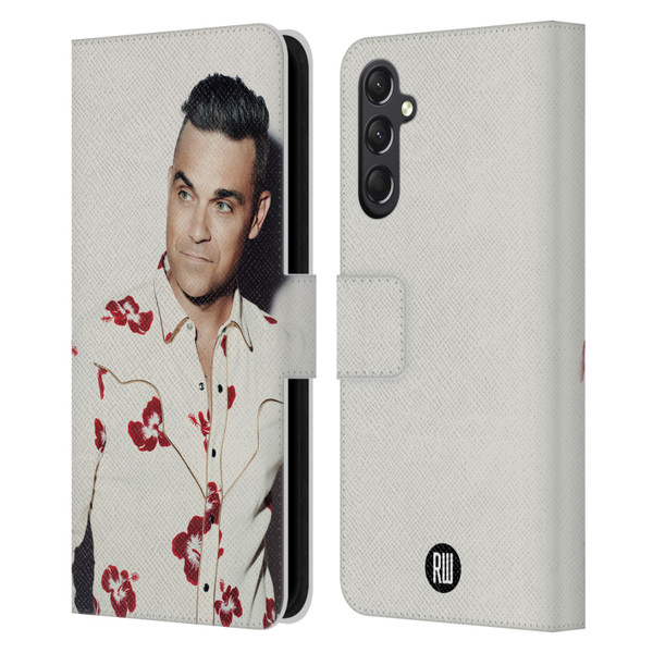 Robbie Williams Calendar Floral Shirt Leather Book Wallet Case Cover For Samsung Galaxy A24 4G / M34 5G