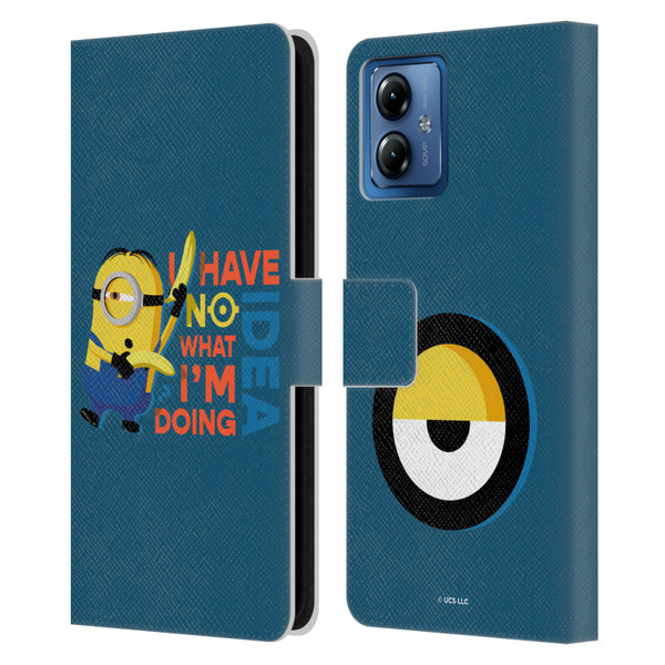 Minions Rise of Gru(2021) Humor No Idea Leather Book Wallet Case Cover For Motorola Moto G14