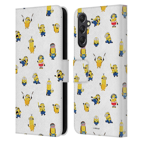 Minions Rise of Gru(2021) Humor Costume Pattern Leather Book Wallet Case Cover For Samsung Galaxy A24 4G / M34 5G