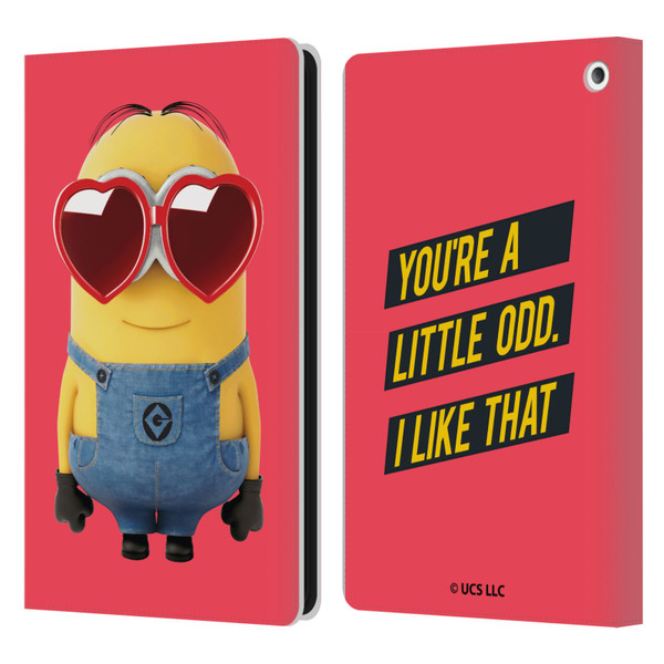Minions Rise of Gru(2021) Valentines 2021 Heart Glasses Leather Book Wallet Case Cover For Amazon Fire HD 8/Fire HD 8 Plus 2020