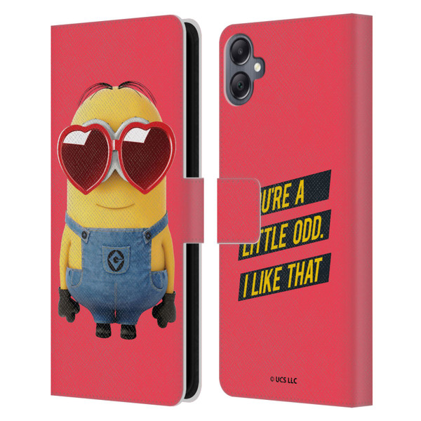 Minions Rise of Gru(2021) Valentines 2021 Heart Glasses Leather Book Wallet Case Cover For Samsung Galaxy A05