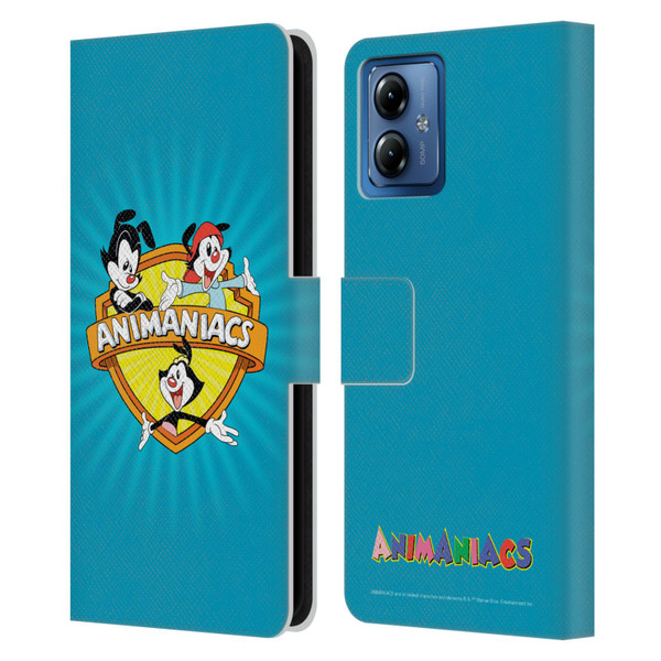 Animaniacs Graphics Logo Leather Book Wallet Case Cover For Motorola Moto G14