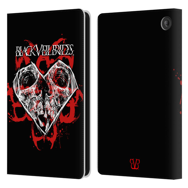 Black Veil Brides Band Art Skull Heart Leather Book Wallet Case Cover For Amazon Fire 7 2022