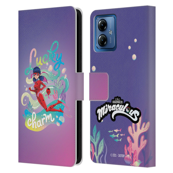 Miraculous Tales of Ladybug & Cat Noir Aqua Ladybug Lucky Charm Leather Book Wallet Case Cover For Motorola Moto G14