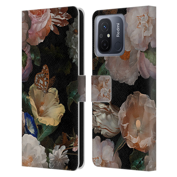 UtArt Antique Flowers Botanical Beauty Leather Book Wallet Case Cover For Xiaomi Redmi 12C
