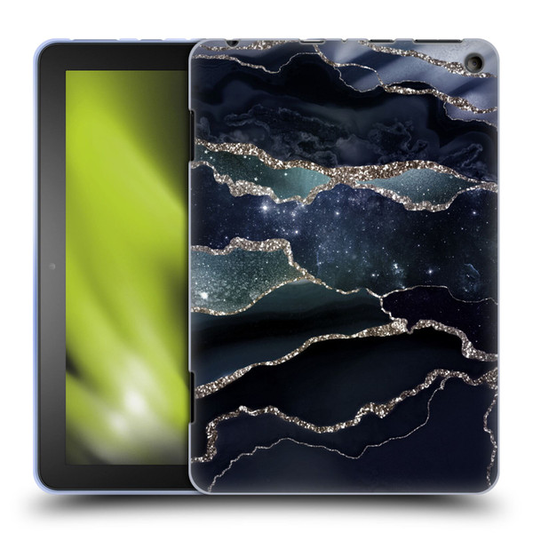 UtArt Dark Night Marble Silver Midnight Sky Soft Gel Case for Amazon Fire HD 8/Fire HD 8 Plus 2020