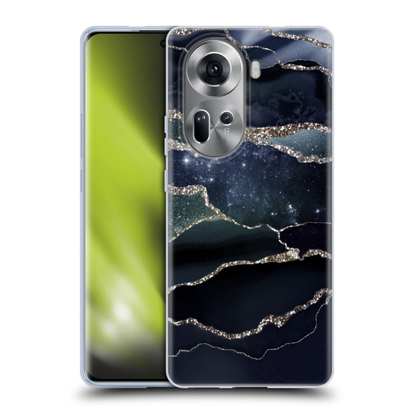 UtArt Dark Night Marble Silver Midnight Sky Soft Gel Case for OPPO Reno11
