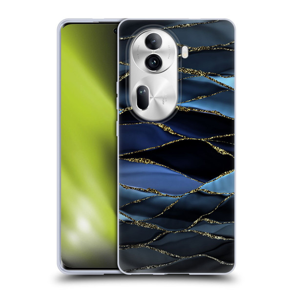 UtArt Dark Night Marble Deep Sparkle Waves Soft Gel Case for OPPO Reno11 Pro