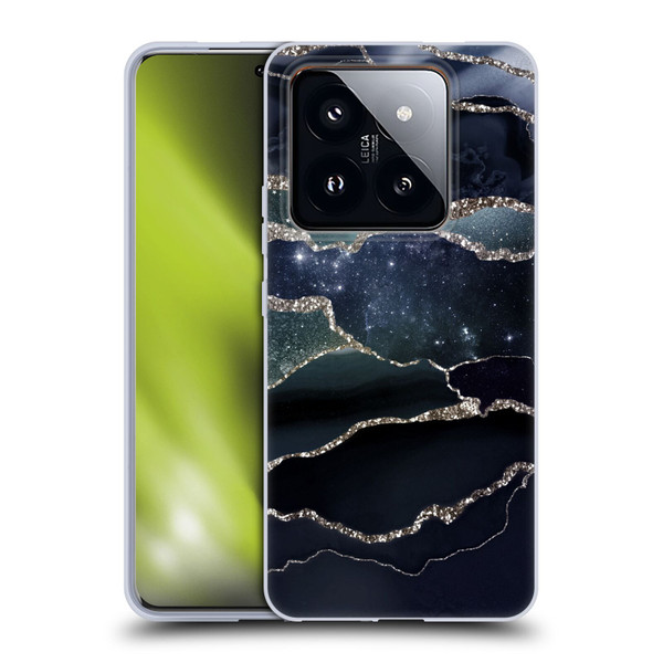 UtArt Dark Night Marble Silver Midnight Sky Soft Gel Case for Xiaomi 14 Pro
