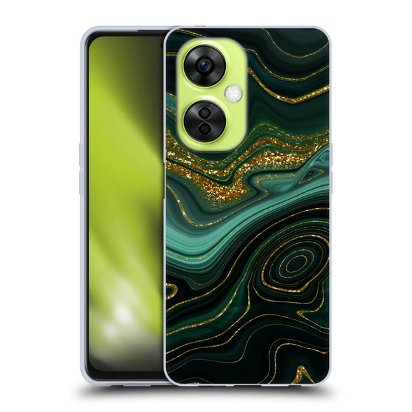 UtArt Malachite Emerald Gilded Teal Soft Gel Case for OnePlus Nord CE 3 Lite 5G