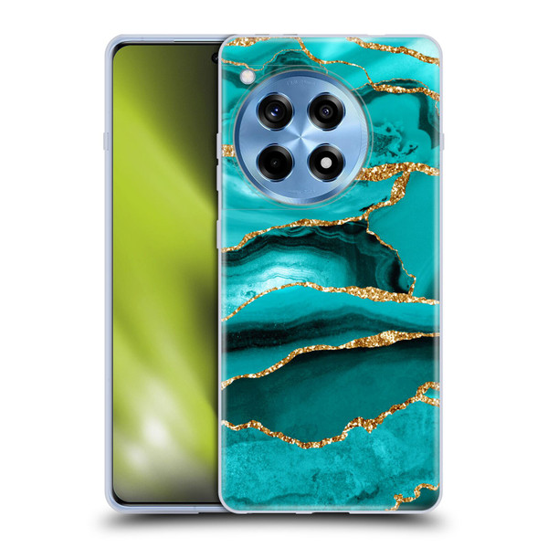 UtArt Malachite Emerald Aquamarine Gold Waves Soft Gel Case for OnePlus 12R