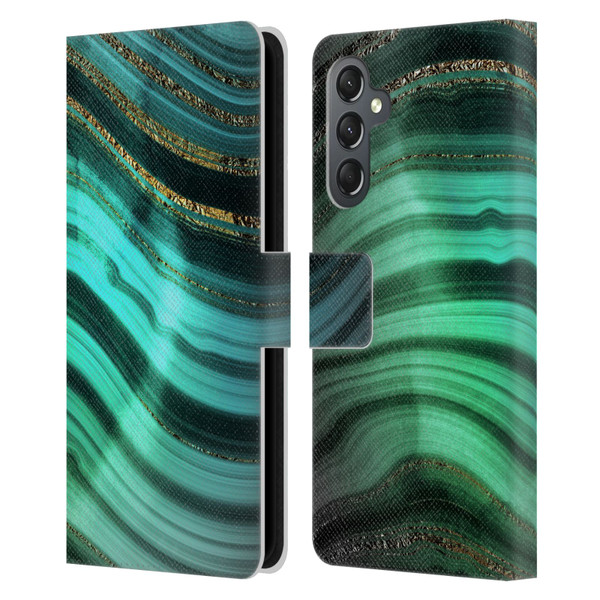 UtArt Malachite Emerald Glitter Gradient Leather Book Wallet Case Cover For Samsung Galaxy A25 5G