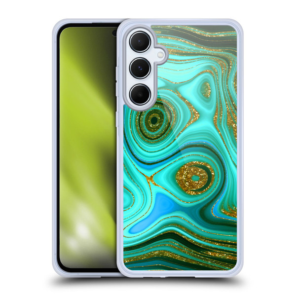 UtArt Malachite Emerald Liquid Gem Soft Gel Case for Samsung Galaxy A55 5G