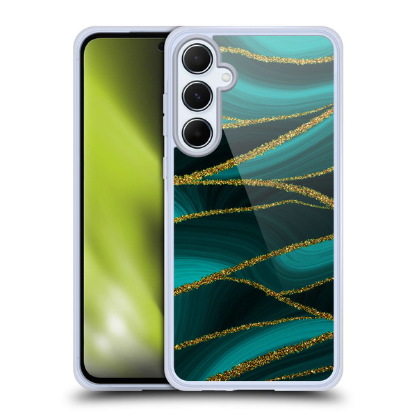 UtArt Malachite Emerald Turquoise Shimmers Soft Gel Case for Samsung Galaxy A55 5G