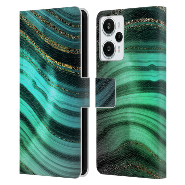 UtArt Malachite Emerald Glitter Gradient Leather Book Wallet Case Cover For Xiaomi Redmi Note 12T