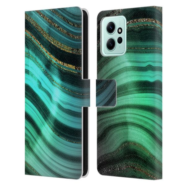 UtArt Malachite Emerald Glitter Gradient Leather Book Wallet Case Cover For Xiaomi Redmi 12