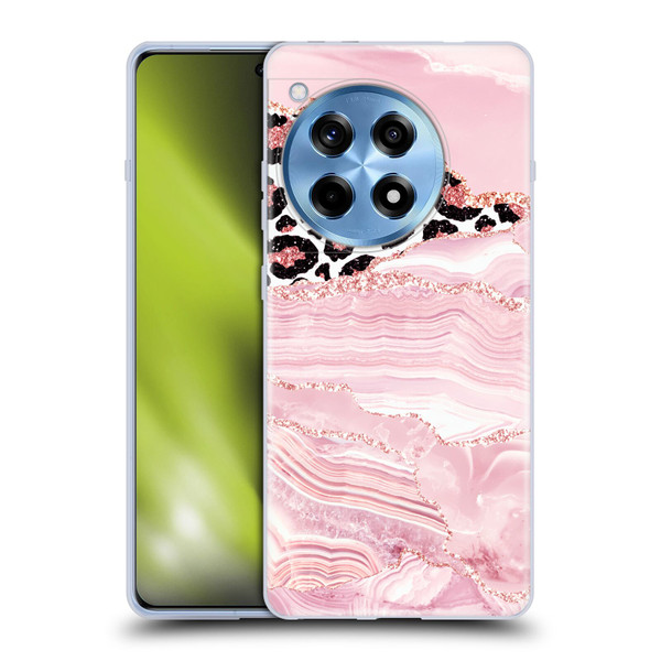 UtArt Wild Cat Marble Pink Glitter Soft Gel Case for OnePlus 12R