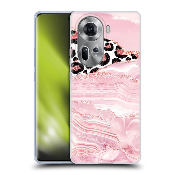 UtArt Wild Cat Marble Pink Glitter Soft Gel Case for OPPO Reno11