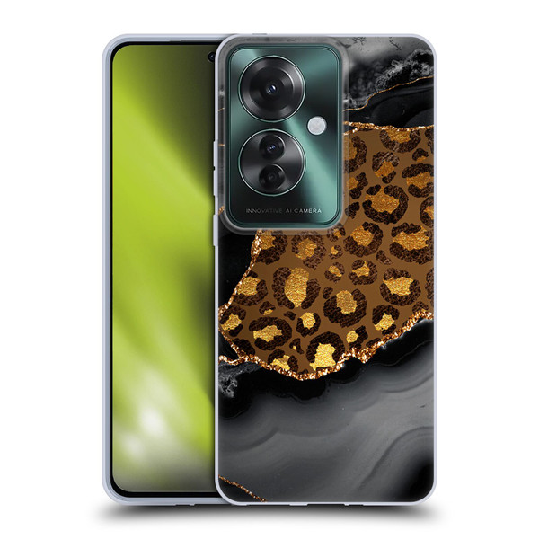 UtArt Wild Cat Marble Dark Gilded Leopard Soft Gel Case for OPPO Reno11 F 5G / F25 Pro 5G