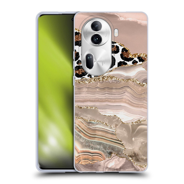 UtArt Wild Cat Marble Cheetah Waves Soft Gel Case for OPPO Reno11 Pro