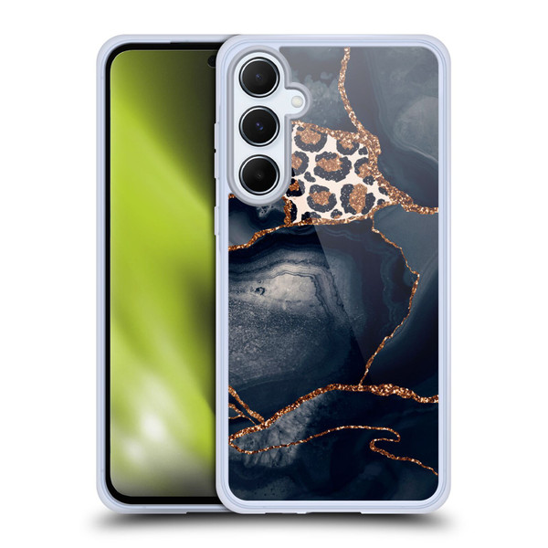 UtArt Wild Cat Marble Leopard Soft Gel Case for Samsung Galaxy A55 5G