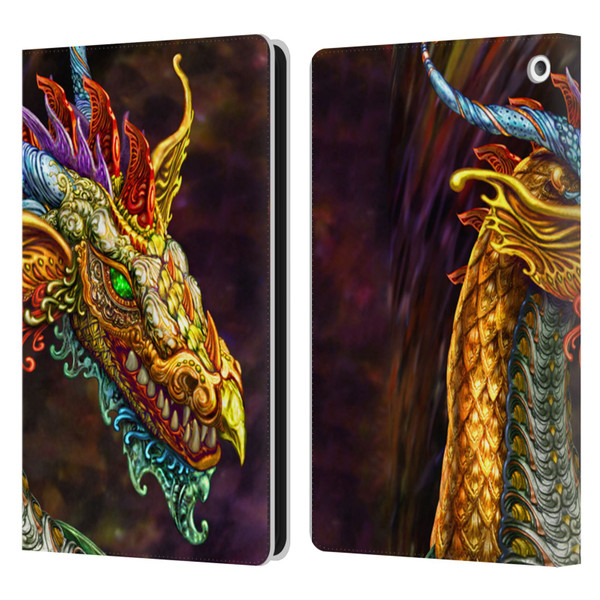 Myles Pinkney Mythical Silver Dragon Leather Book Wallet Case Cover For Amazon Fire HD 8/Fire HD 8 Plus 2020