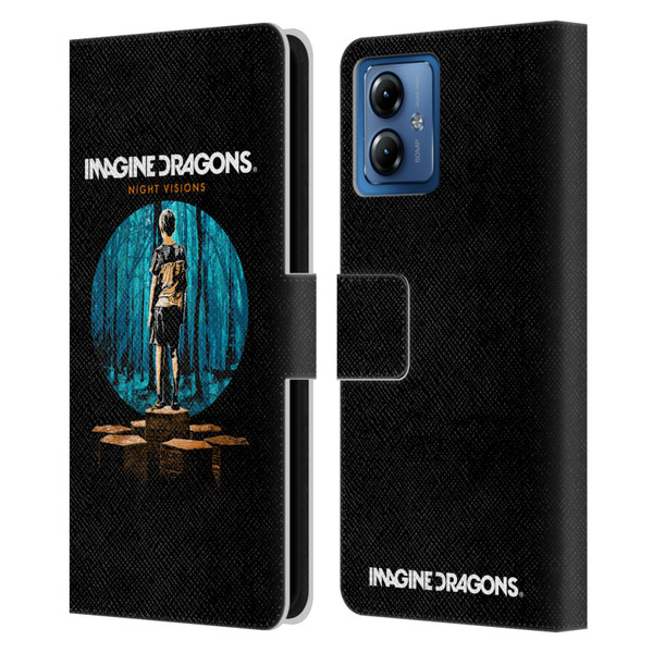 Imagine Dragons Key Art Night Visions Painted Leather Book Wallet Case Cover For Motorola Moto G14