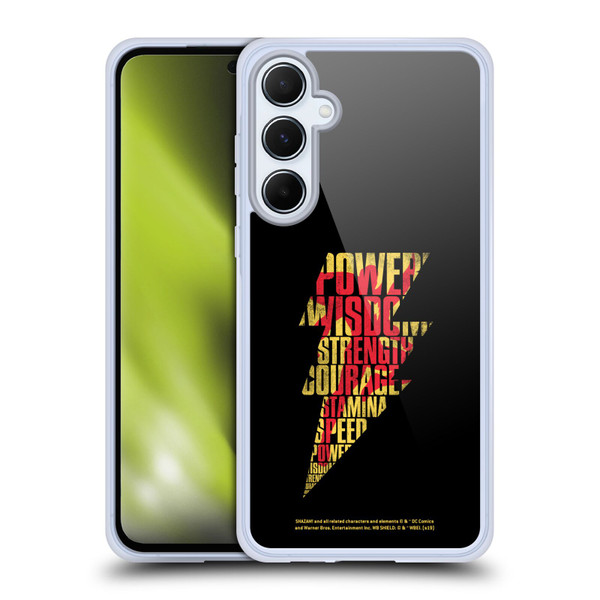 Shazam! 2019 Movie Logos Distressed Look Lightning Soft Gel Case for Samsung Galaxy A55 5G