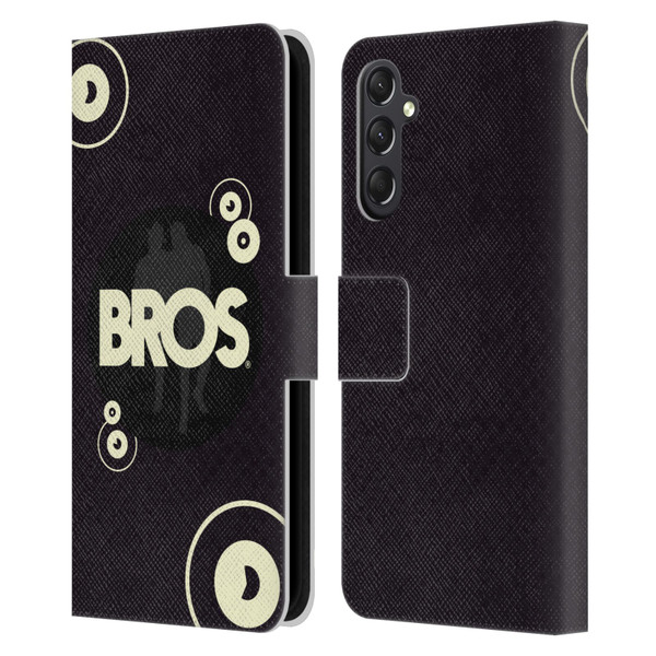 BROS Logo Art Retro Leather Book Wallet Case Cover For Samsung Galaxy A24 4G / M34 5G