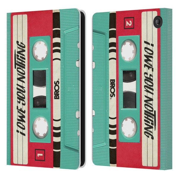 BROS Vintage Cassette Tapes I Owe You Nothing Leather Book Wallet Case Cover For Amazon Fire 7 2022