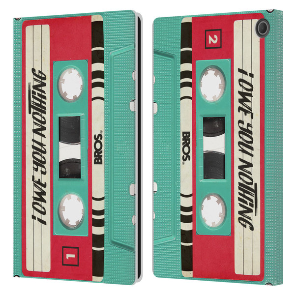 BROS Vintage Cassette Tapes I Owe You Nothing Leather Book Wallet Case Cover For Amazon Fire Max 11 2023